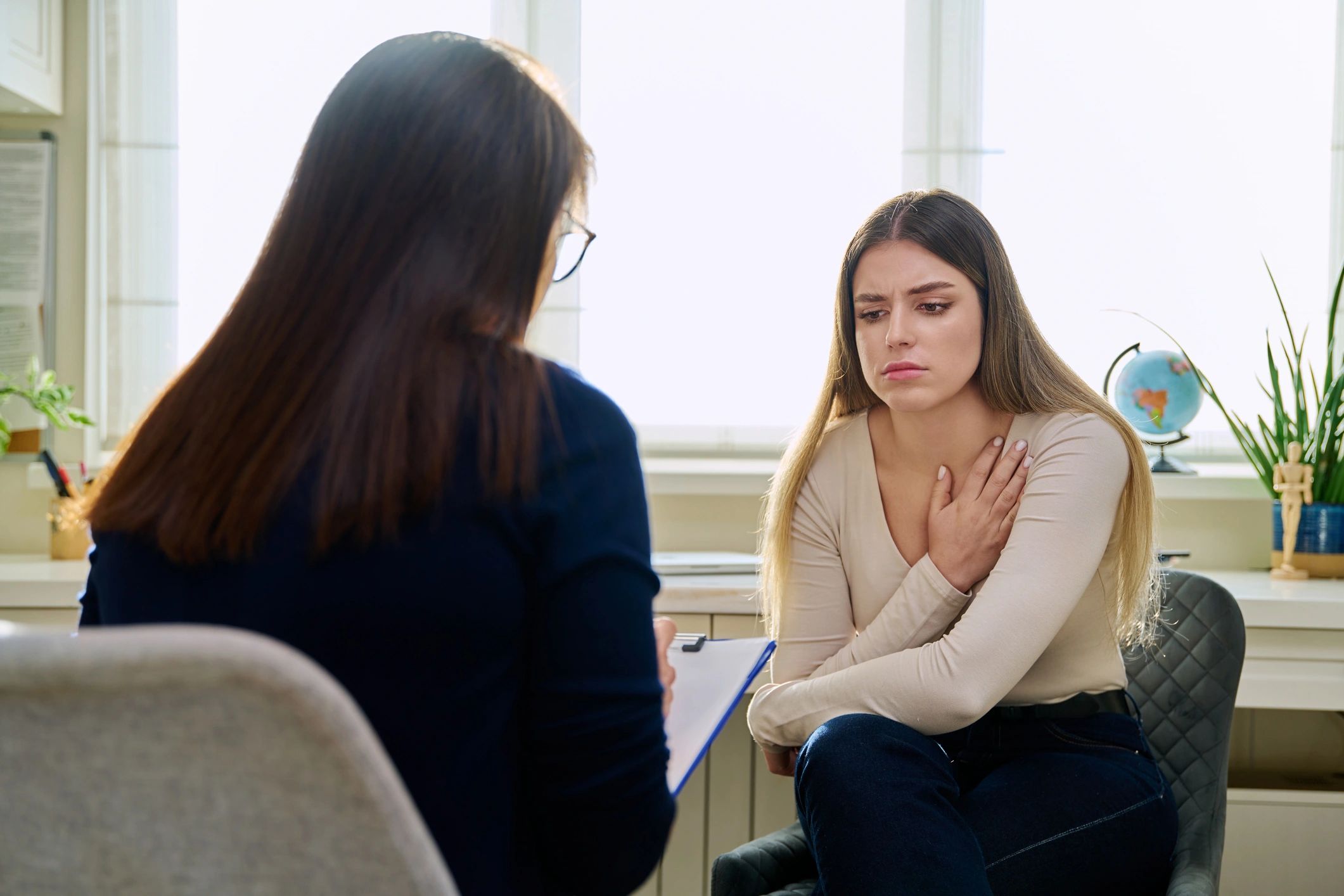 Calm, supportive mental health consultation